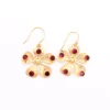 Fuchsia Gemstone Gold Plated Earring Round Shape Hook Dangle Earrings Stylish Earrings Jewelry