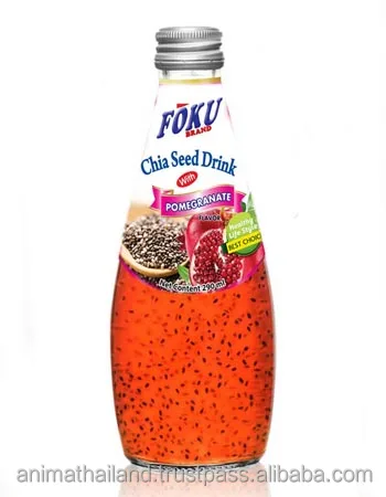 chia seed drink with pomegranate fruit juice