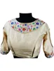 Women boat neck stitched blouse