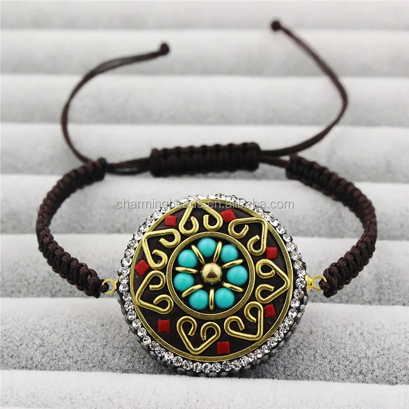 CH-JST0771 wholesale rhinstone pearl connector bracelet,handmade macrame stone charm bracelet ,braided bracelet fashion
