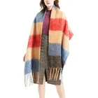 Wholesale Polyester Thick Winter Blanket Scarf Tassel Pashmina Poncho Turkey Shawl For Women