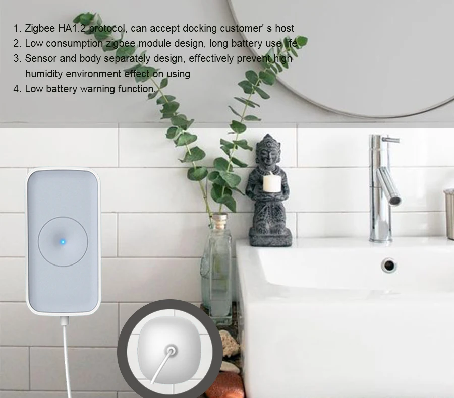 ZigBee water leakage sensor with 1 year warranty for home automation - ANKUX.COM