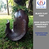 Black Clay Big Fish Statue for Outdoor - high quality handicraft fish