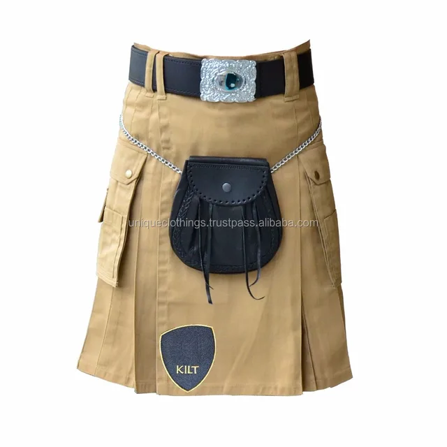 scottish active men utility kilts, sports fashion cotton kilt