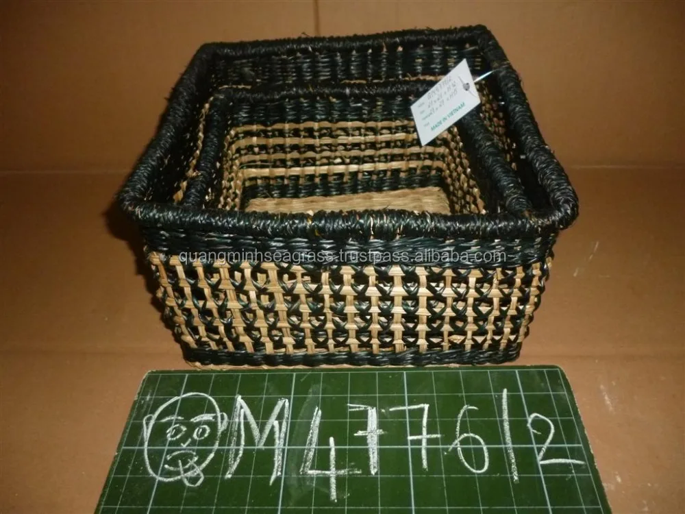 cut- out handles seagrass fruit basket hand weaving wicker bread