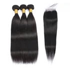 Wholesale brazilian straight hair human hair weave bundles with closure
