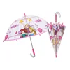 Best Sell Design Pink Stick Dome Bubble Umbrella for Girls Windproof Safety Open Children Disney Princess Transparent Umbrella