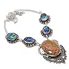 Fabulous Unakite, Abalone Shell 925 Sterling Silver Jewelry Necklace