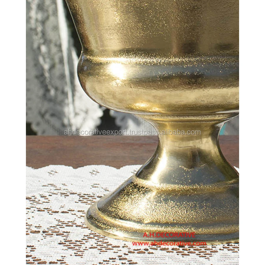 Gold Metal Pedestal Compote Vase