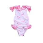 Wholesale Pink Bow Flamingo One Piece Summer Swimsuit Baby Girls Swimwear Kids Swim Suit