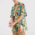 Men Floral Print Pocket Front Short Sleeve Quality Hawaiian Shirt