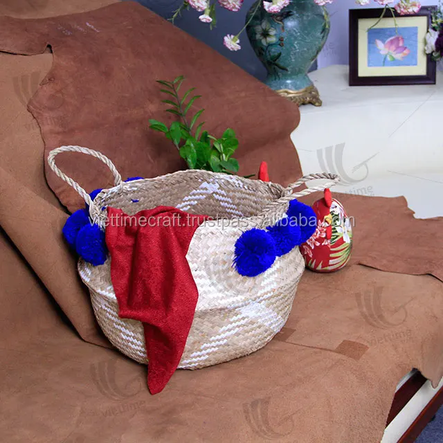 wholesale belly seagrass basket / handmade herringbone seagrass
