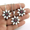 Floral design pearl & ruby gemstone jewelry set handmade 925 sterling silver indian jewellery wholesaler