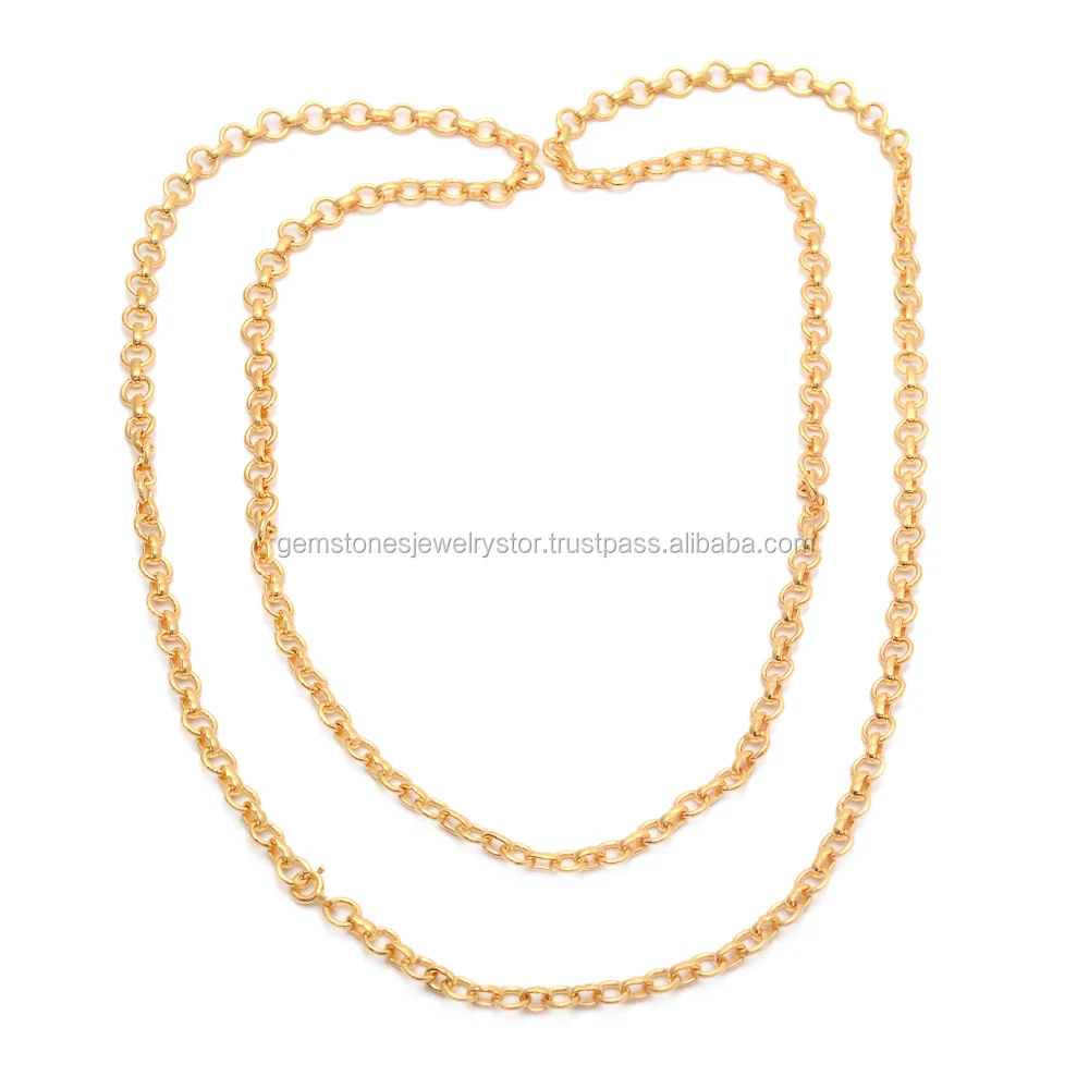 jump rolo chain micron gold plated with 925 sterling silver tag