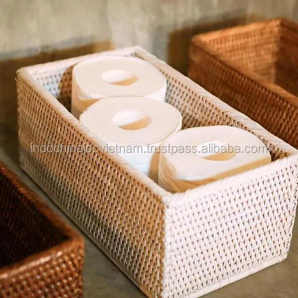 hand woven wicker rattan napkin holder/ tissue box for
