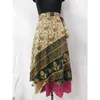 Vintage silk sari women wear two layer beach wear wrap around reversible skirt long dress magic bohemian boho hippie gypsy skirt