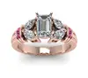 Fine Jewelry GIA Certified 2.20 Ct Real Natural Genuine Emerald Cut Diamond & Ruby 14 Kt Real Solid Rose Gold Engagement Ring