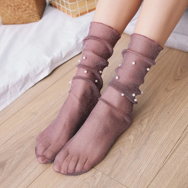 New Design Fashion Unique Shiny Socks, Glitter Ankle Socks With Beads