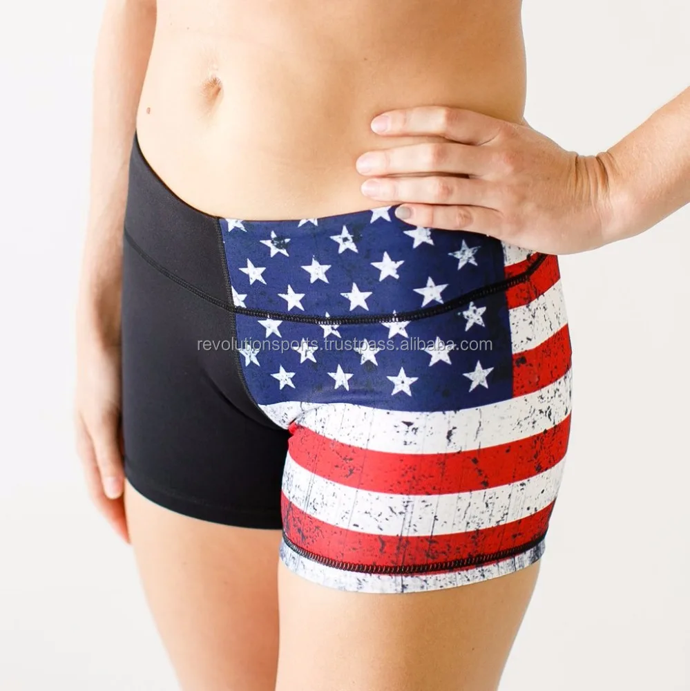 Las mujeres de sublimación Digital bandera americana cortos/Crossfit pantalones cortos botín/especial pantalones cortos 2018