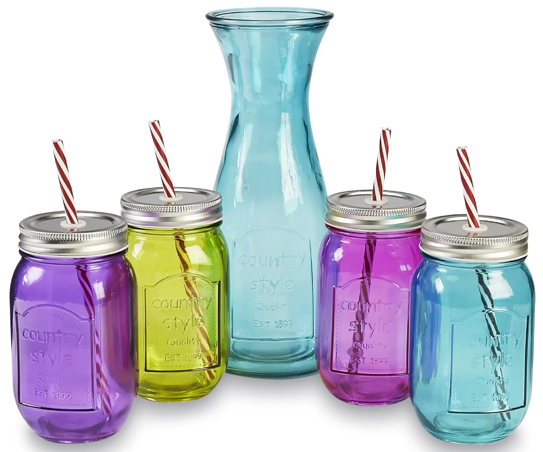 Buy Circleware Country Colored Glass Mason Jars With Metal Lids Set Of Drink Cups Ounce