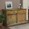 Teak Cabinet 2 Doors Sliding with 2 Drawers - Antique wood furniture styles - Antique asian wood furniture