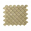 Wall tiles design Decorative Glossy Fan Shape luxury fish scale mosaic tile Gold Leaf Glass Mosaic Tile