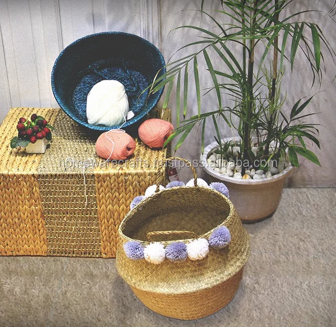 seagrass belly basket handmade / natural seagrass home decor