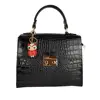 FG Federica Women's Handbags Ladies Purses Shoulder bag Gold Hardware Genuine Leather Top Handle Made in Italy Black