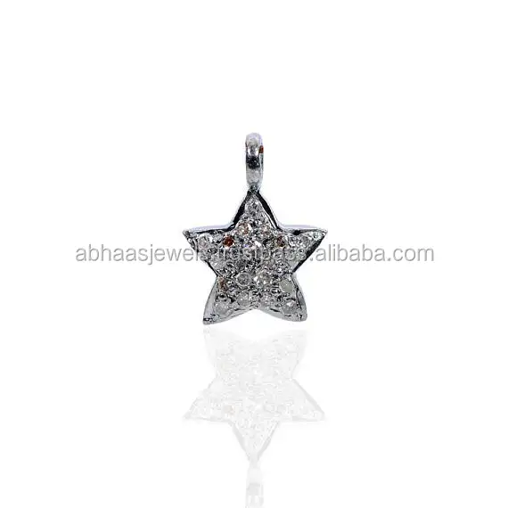 diamond 925 sterling silver five pointed star charm jewelry