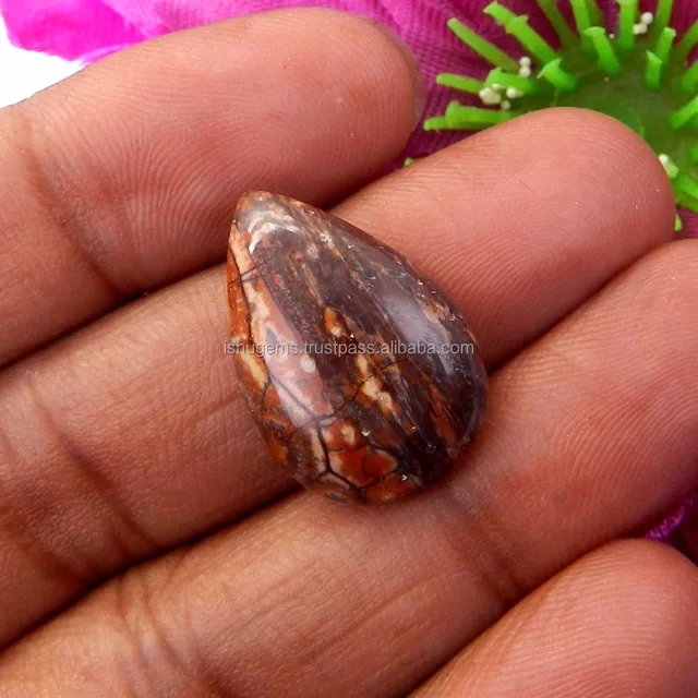 bird eye jasper semi precious 23x15mm pear cabochon 13.