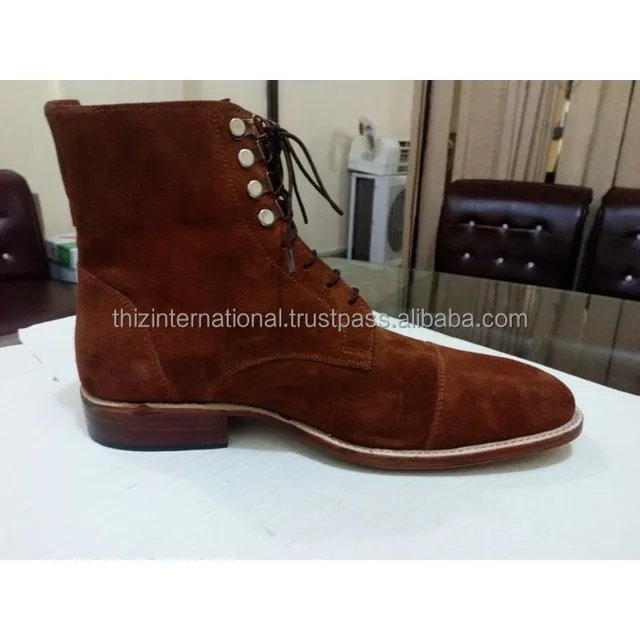 handmade brown suede ankle boots men ankle leather boot