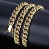Hiphop miami cuban link chain,men's inlaid diamond large gold chain jewelry