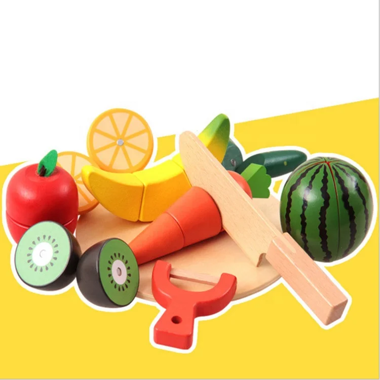 Jouets de cuisine en bois pour enfants, pour faire semblant de cuisiner, couper des fruits, amusant, pièces