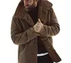 Men Winter Fur Long Shearling Jacket Coat Classic Sheepskin Windproof Motorcycle Outwear