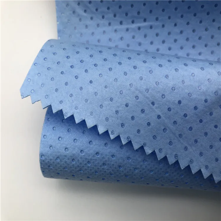 Heavy weight Blue Spunbond+Melt blown+Spunbond SMS non-woven fabric for medical bed sheet 20G PE with 80G SMS spunbond