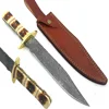 High Quality Damascus bowie knife "Fired Camel Bone Handle