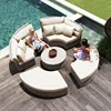 Modern luxury leisure round outdoor garden furniture rattan 8 seater sofa sets patio furniture