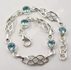 .925 Sterling Silver CUT BLUE TOPAZ INEXPENSIVE Cast Bracelet 7.7" !! Handmade Jewelry !! Gift For Mother