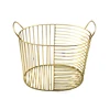 Brass Plating Iron Wire Metal Basket with Handle