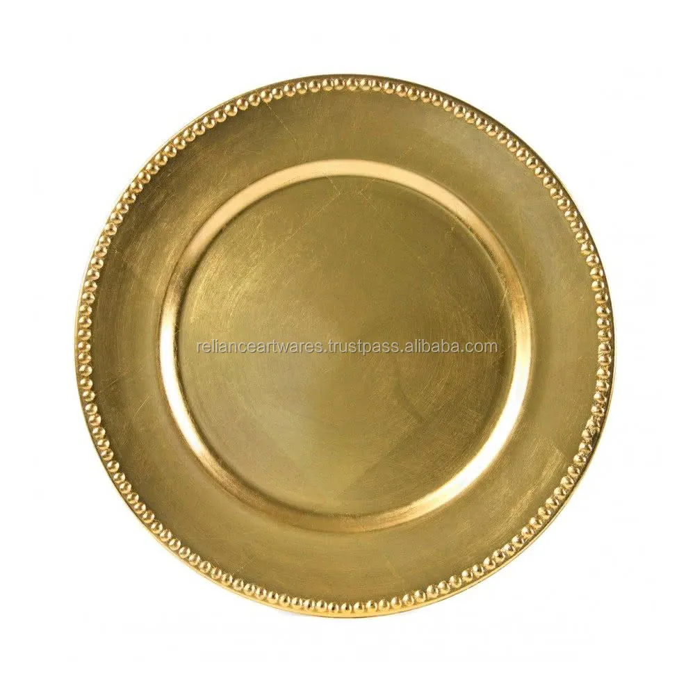 hot selling gold plated stainless steel charger plate with