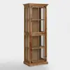 Modern Colonial Style Living Room Furniture Two Glass Doors Narrow Bookcase