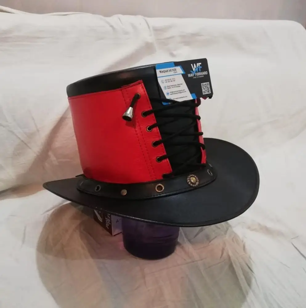 Yelek Tarzı Deri Dantel Steampunk silindir şapka