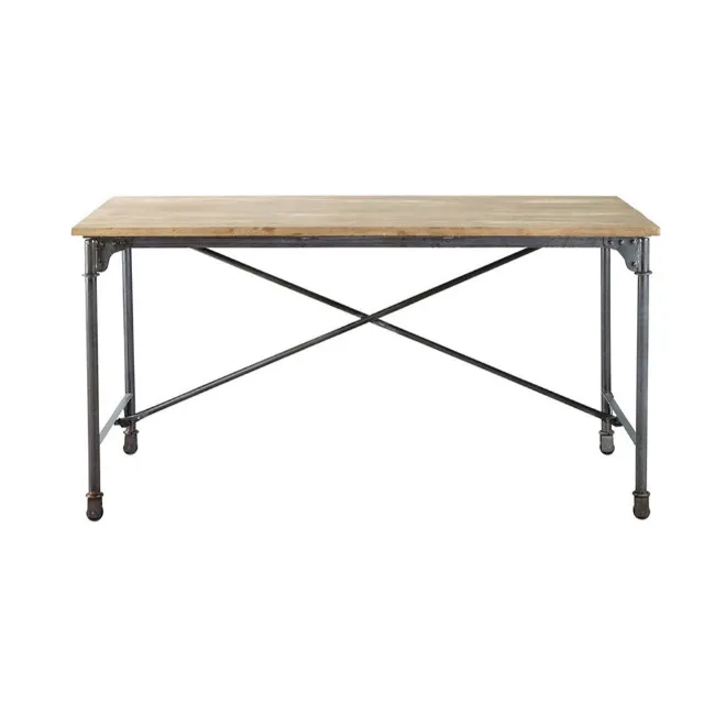 Industrial Wooden Dining Table With Folding Legs Round Wood 6 Chairs Oak Furniture Steel Retro
