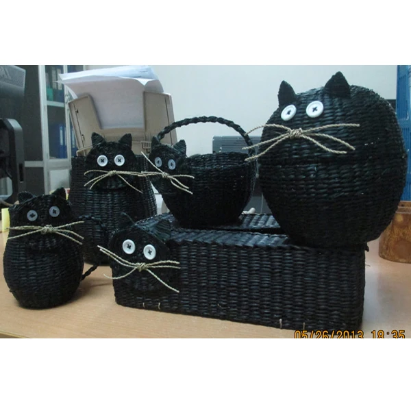 seagrass animal basket black cat seagrass basket