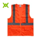 reflective safety polyester multi pocket vest with logo