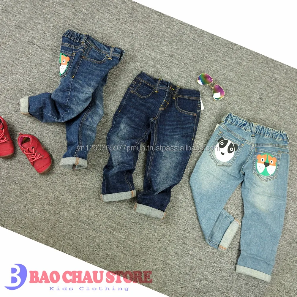 whosale new style boys pants jeans 2017 , three blue denim