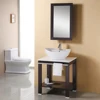 18MM Thailand Oak Wood Simple Design Corner Mounted Bathroom Cabinet with Single Sink and Towel Bar