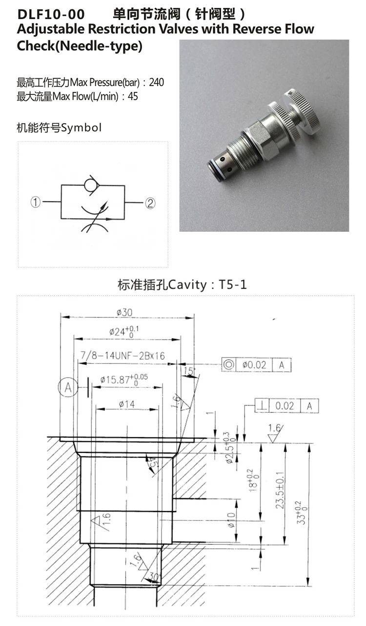 Dlf1000 Hydraulic High Pressure Adjustable Restriction Valve With