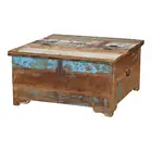 Rustic Reclaimed Antique Wood Coffee Table Storage Trunk