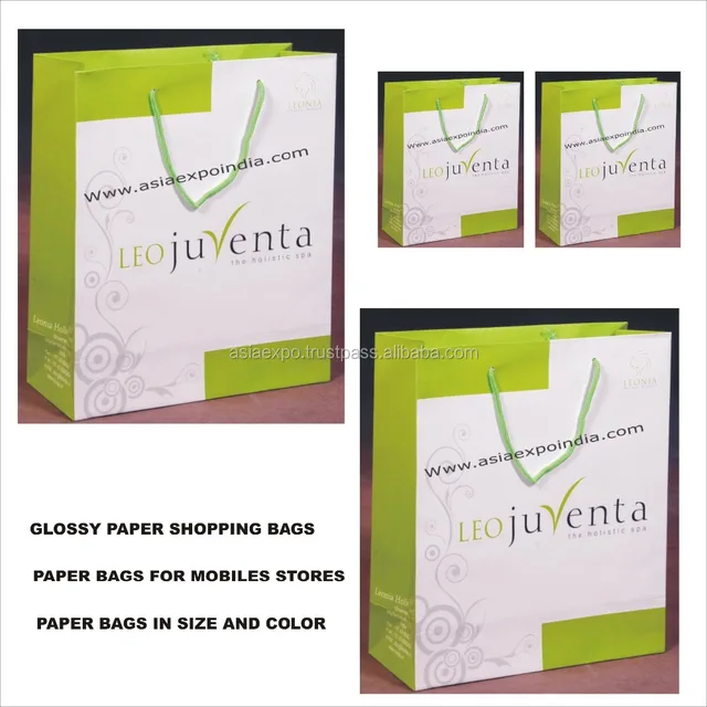 paper shopping bags with gusset imprint with multicoloured